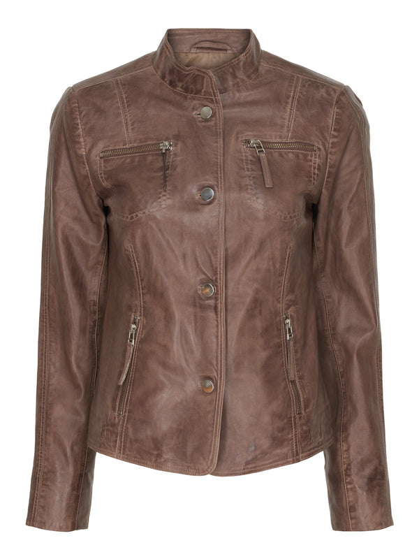 btfcph Biker læderjakke med knapper