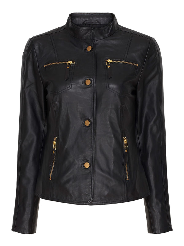 btfcph Biker læderjakke med knapper