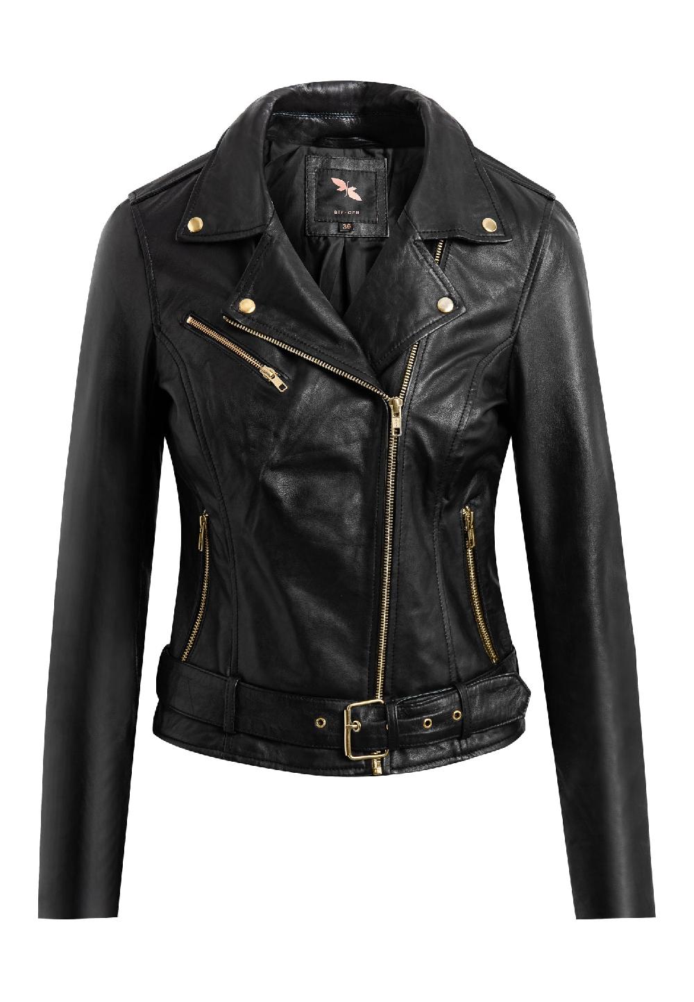 btfcph Bikerjakke i læder med bælte