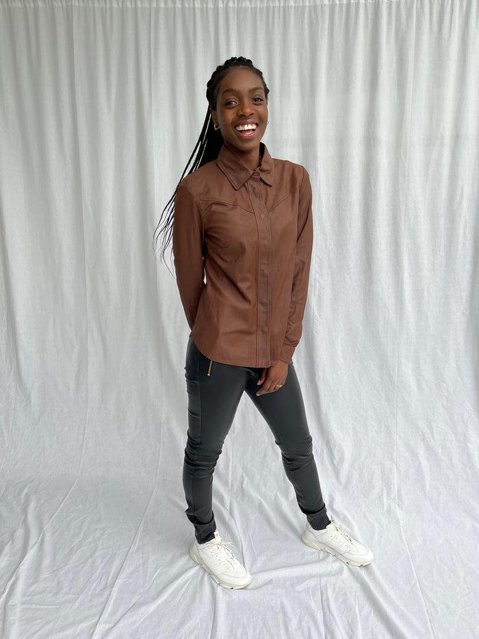 Btfcph Figursyet Skjorte I Læder - KOLLEKTIONSSALG