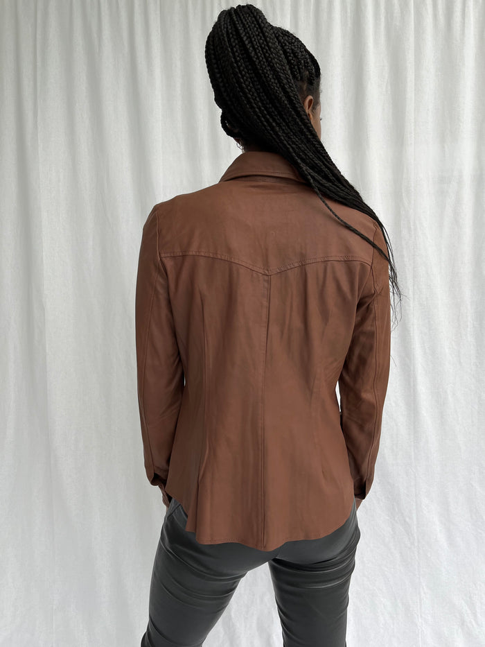 Btfcph Figursyet Skjorte I Læder - KOLLEKTIONSSALG