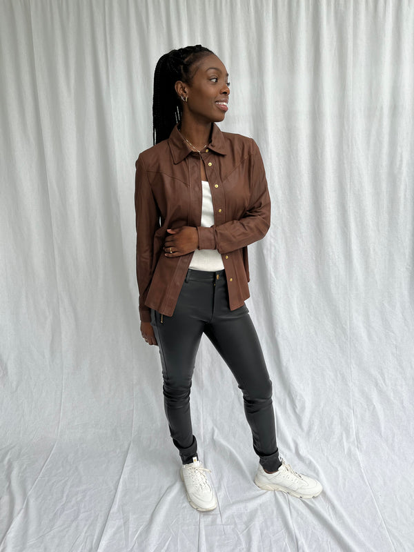 btfcph Figursyet skjorte i læder - KOLLEKTIONSSALG