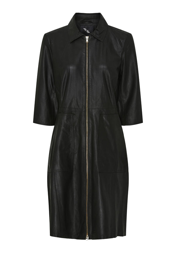 btfcph Kjole i læder med lynlås