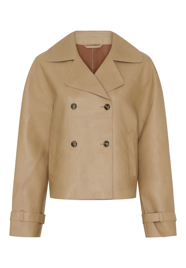 btfcph Kort trenchcoat i læder