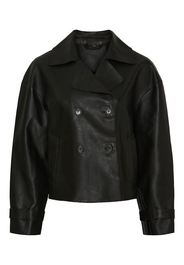 btfcph Kort trenchcoat i læder