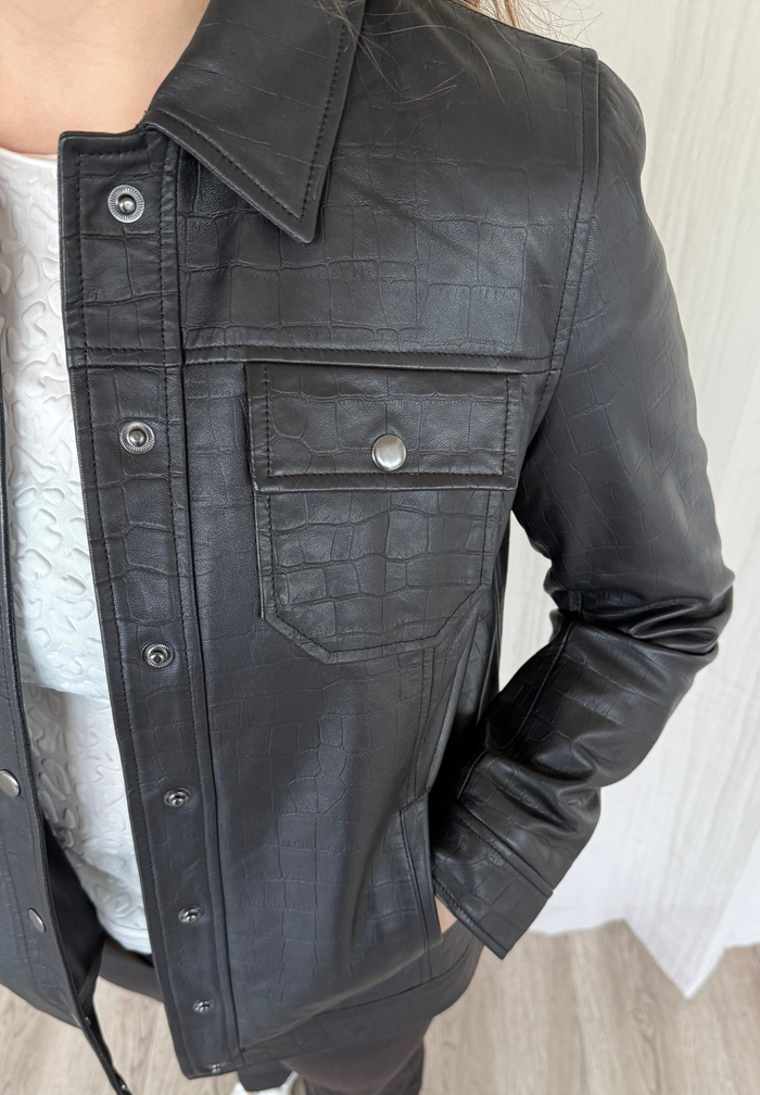 Btfcph Jakke I Krokodillepræget Læder - KOLLEKTIONSSALG
