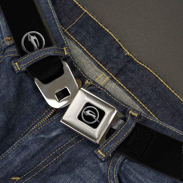 Buckle Down 1962 Chevrolet Impala Deer Emblem Full Color Black Silver Seatbelt Belt - 1962 Chevrolet Impala Deer Emblem Black/Silver Webbing