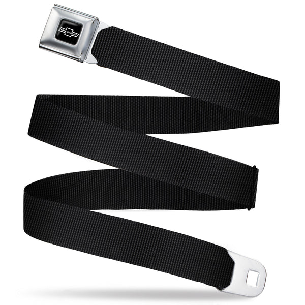 buckle down 1965 CHEVROLET Bowtie Full Color Black/White Seatbelt Belt - Black Webbing