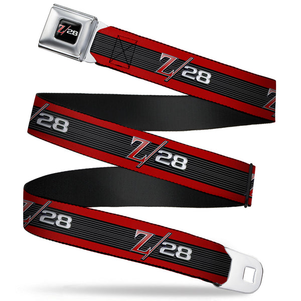 buckle down 1969 Camaro Z 28 Emblem Full Color Black Silvers Red Seatbelt Belt - 1969 Camaro Z/28 Emblem/Stripe Red/Black/Gray/Silver Webbing