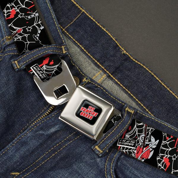 Buckle Down Adventure Time Marceline THE VAMPIRE QUEEN Title Logo Full Color Black/White/Red Seatbelt Belt - Adventure Time Marceline LIVE AT THE NIGHTOSPHERE Pose Black/White/Red Webbing