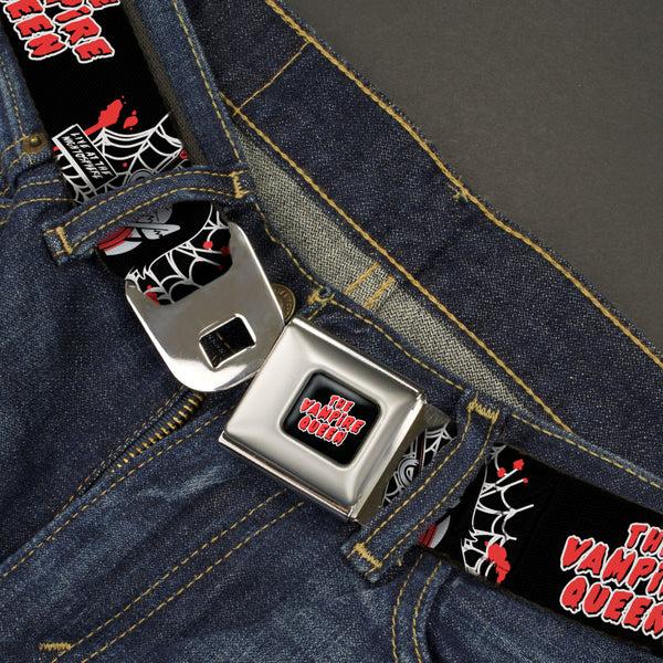 Buckle Down Adventure Time Marceline THE VAMPIRE QUEEN Title Logo Full Color Black/White/Red Seatbelt Belt - Adventure Time Marceline THE VAMPIRE QUEEN Web Pose Black/White/Red Webbing