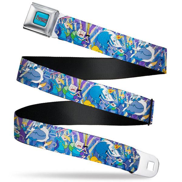 buckle down ADVENTURE TIME Title Logo Full Color Blue Seatbelt Belt - Adventure Time Finn Jake and Fionna Cake Ice Kingdom Battle Blues Webbing