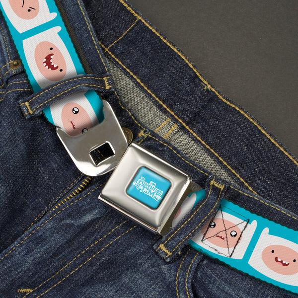 Buckle Down ADVENTURE TIME Title Logo Full Color Blue/White Seatbelt Belt - Adventure Time Finn Expressions Blue Webbing