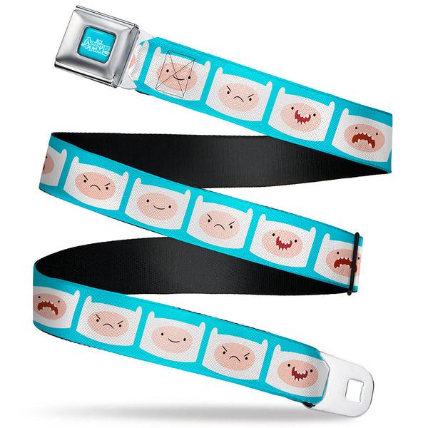 buckle down ADVENTURE TIME Title Logo Full Color Blue/White Seatbelt Belt - Adventure Time Finn Expressions Blue Webbing