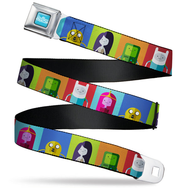 buckle down ADVENTURE TIME Title Logo Full Color Blue/White Seatbelt Belt - Adventure Time 5-Character Pose Color Blocks Multi Color Webbing