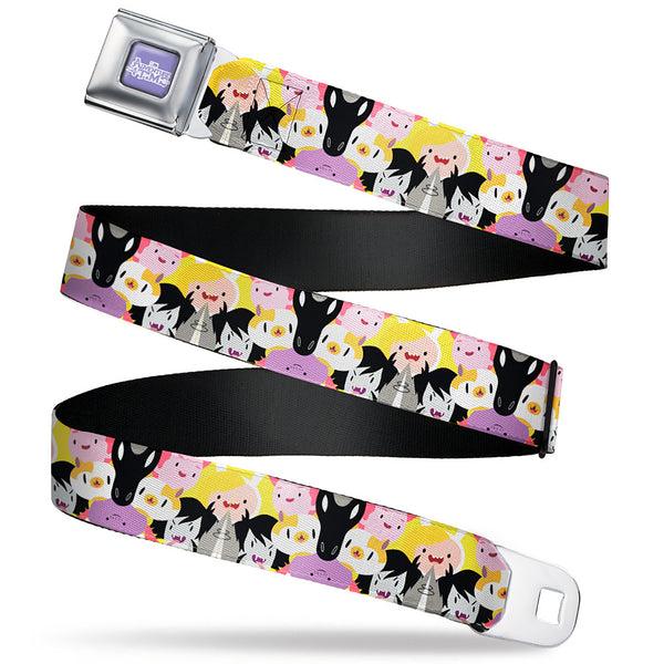 buckle down ADVENTURE TIME Title Logo Full Color Lavender/White Seatbelt Belt - Adventure Time Characters Stacked Webbing