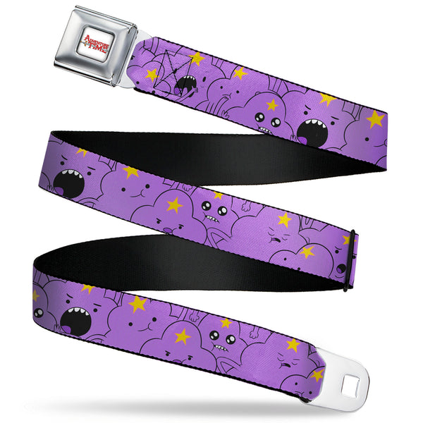 buckle down ADVENTURE TIME Title Logo Full Color White Seatbelt Belt - Adventure Time Lumpy Space Princess Expressions Stacked Lavender Webbing