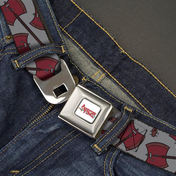 Buckle Down ADVENTURE TIME Title Logo Full Color White Seatbelt Belt - Adventure Time Marceline's Axe Bass Scattered Gray Webbing