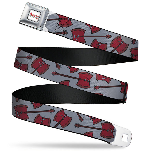 buckle down ADVENTURE TIME Title Logo Full Color White Seatbelt Belt - Adventure Time Marceline's Axe Bass Scattered Gray Webbing