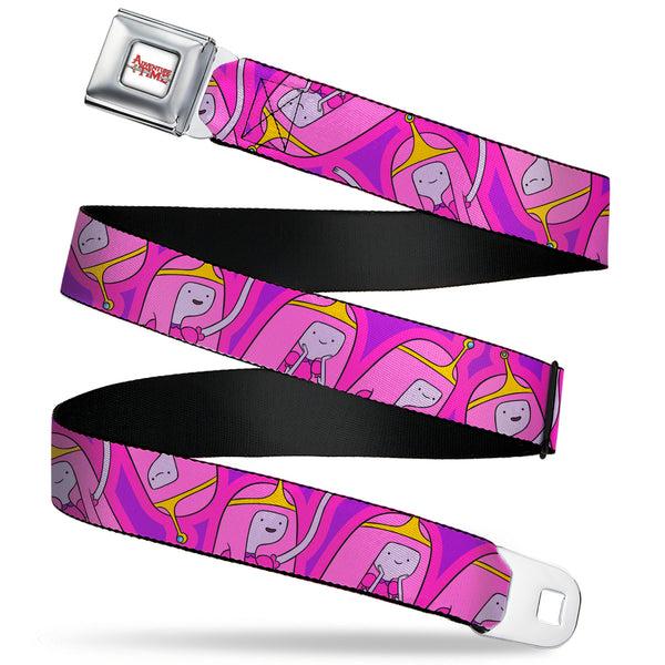 buckle down ADVENTURE TIME Title Logo Full Color White Seatbelt Belt - Adventure Time Princess Bubblegum Poses Collage Lavender Webbing