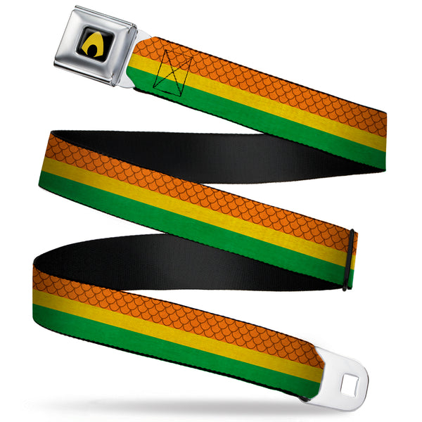 buckle down Aquaman Logo Full Color Black Yellow Seatbelt Belt - Aquaman Rasta Webbing