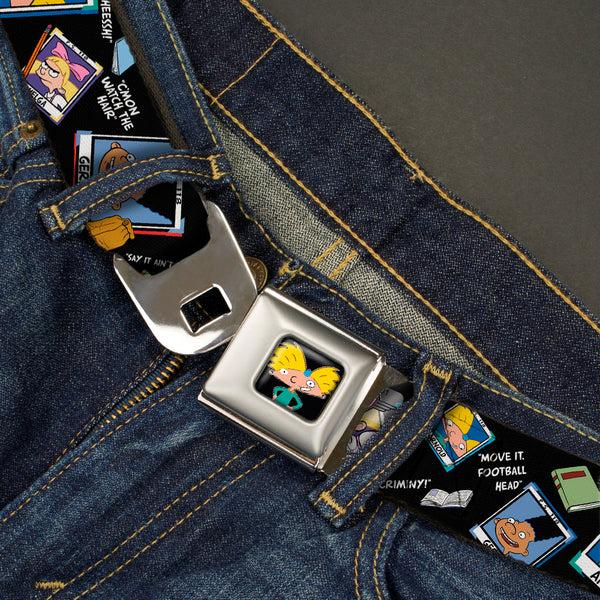 Buckle Down Arnold Pose Full Color Black Seatbelt Belt - Hey Arnold Class Pix/Quotes ARNOLD/GERALD/HELGA Webbing