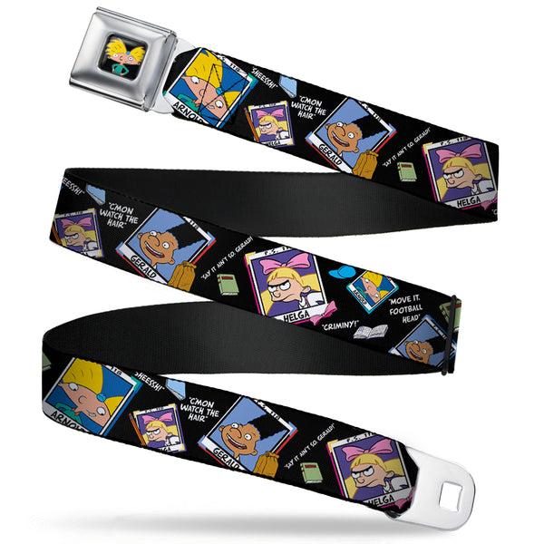 Buckle Down Arnold Pose Full Color Black Seatbelt Belt - Hey Arnold Class Pix/Quotes ARNOLD/GERALD/HELGA Webbing