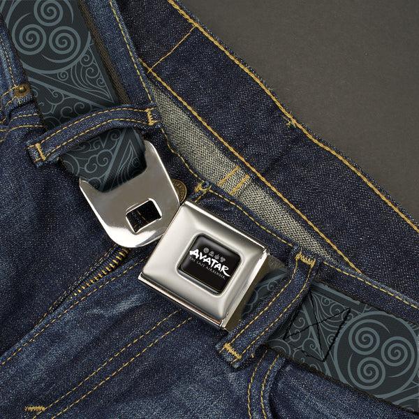 Buckle Down AVATAR LAST AIRBENDER Title Logo Full Color Black/White Seatbelt Belt - Avatar Last Airbender Air Element Symbol Blues Webbing