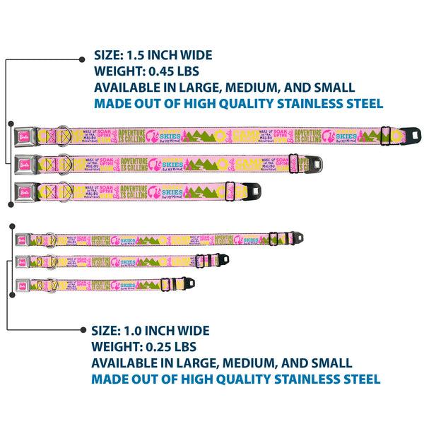 Buckle Down BARBIE Script Signature Full Color Hot Pink/White Seatbelt Buckle Collar - Barbie CAMP MALIBU Quotes And Icons Pink/Multi Color