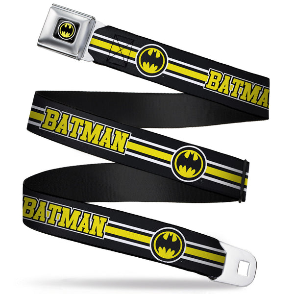 buckle down Bat Signal Full Color Black White Yellow Seatbelt Belt - BATMAN/Bat Signal Triple Stripe Black/White/Yellow Webbing