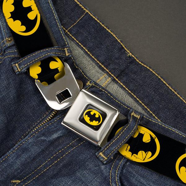 Buckle Down Batman 1989 Logo Full Color Black/Yellow Seatbelt Belt - Batman 1989 Logo Black/Yellow Webbing