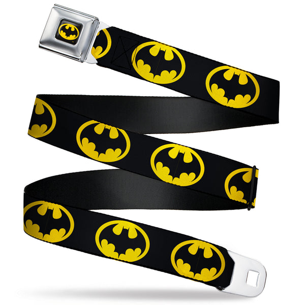 buckle down Batman 1989 Logo Full Color Black/Yellow Seatbelt Belt - Batman 1989 Logo Black/Yellow Webbing