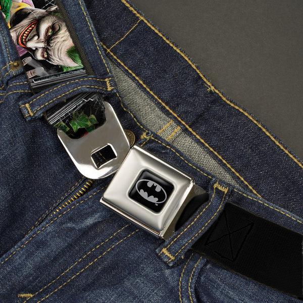 Buckle Down Batman Full Color Black Silver Black Seatbelt Belt - BATMAN ARKHAM ASYLUM Patients Joker/Poison Ivy/Harley Quinn Webbing