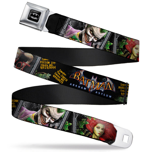 buckle down Batman Full Color Black Silver Black Seatbelt Belt - BATMAN ARKHAM ASYLUM Patients Joker/Poison Ivy/Harley Quinn Webbing