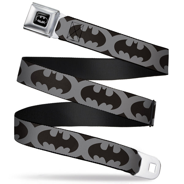 buckle down Batman Full Color Black Silver Black Seatbelt Belt - Bat Signal-5 Black/Gray/Black Webbing