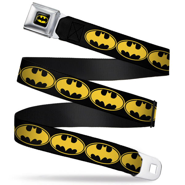buckle down Batman Full Color Black Yellow Seatbelt Belt - Bat Signal-3 Black/Yellow/Black Webbing