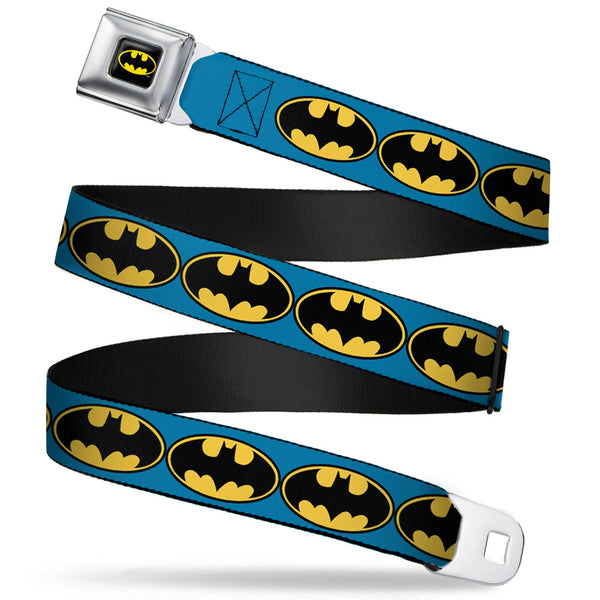 buckle down Batman Full Color Black Yellow Seatbelt Belt - Bat Signal-3 Blue/Black/Yellow Webbing