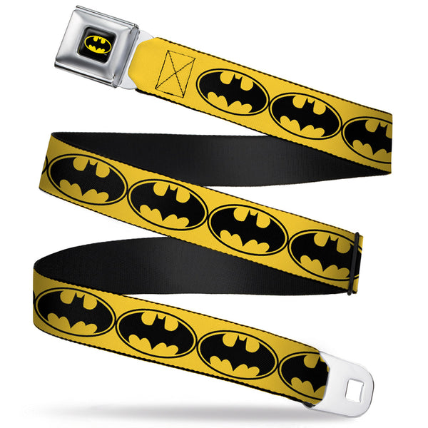 buckle down Batman Full Color Black Yellow Seatbelt Belt - Bat Signal-3 Yellow/Black/Yellow Webbing