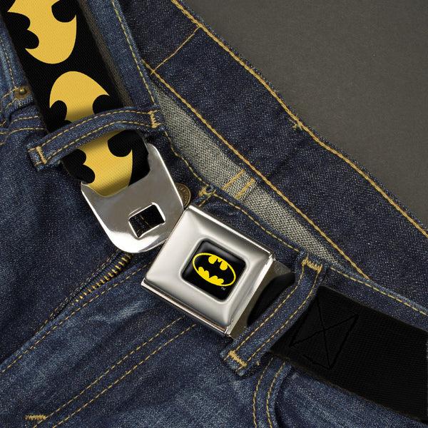 Buckle Down Batman Full Color Black Yellow Seatbelt Belt - Bat Signal-1 Black/Yellow Webbing