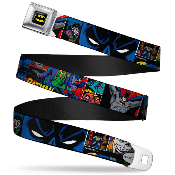 buckle down Batman Full Color Black Yellow Seatbelt Belt - Batman & Joker Comic Strip Webbing