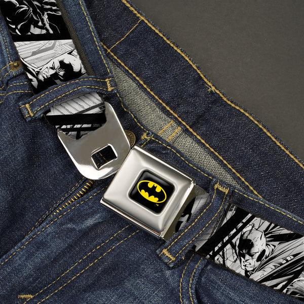Buckle Down Batman Full Color Black/Yellow Seatbelt Belt - Batman Hush Pose Sketches Black/White Webbing