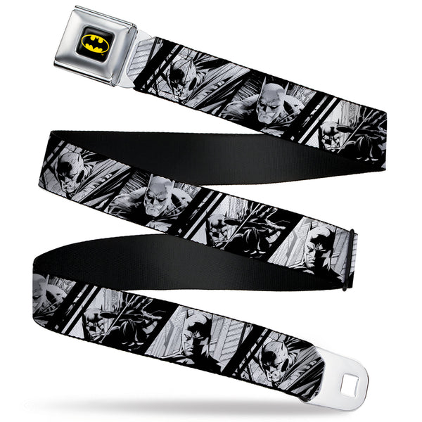 buckle down Batman Full Color Black/Yellow Seatbelt Belt - Batman Hush Pose Sketches Black/White Webbing