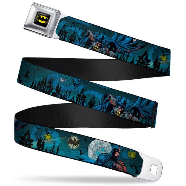 buckle down Batman Full Color Black Yellow Seatbelt Belt - Batman Gothic Knights Poses Webbing