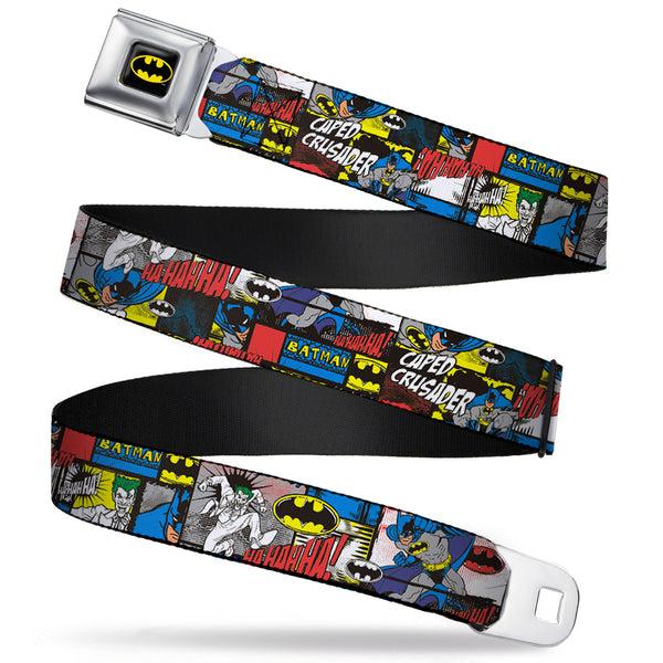 buckle down Batman Full Color Black Yellow Seatbelt Belt - Batman & Joker Comic Blocks Webbing