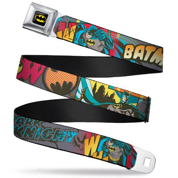 buckle down Batman Full Color Black Yellow Seatbelt Belt - Batman Dark Knight Webbing