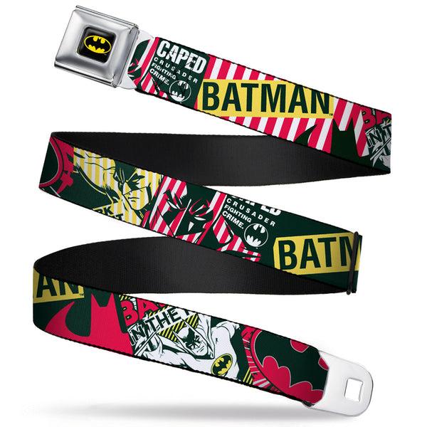 buckle down Batman Full Color Black Yellow Seatbelt Belt - Batman Caped Crusader Webbing