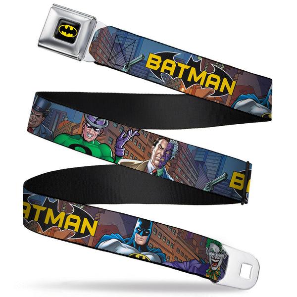 buckle down Batman Full Color Black Yellow Seatbelt Belt - BATMAN & Villains2/Cityscape Webbing