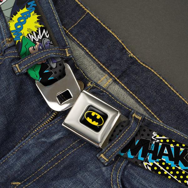 Buckle Down Batman Full Color Black Yellow Seatbelt Belt - Batman & Villains1 Webbing