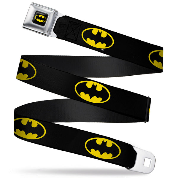 buckle down Batman Full Color Black/Yellow Seatbelt Belt - Batman Shield Black/Yellow Webbing