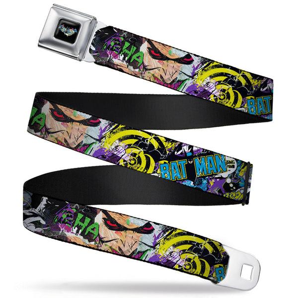 buckle down Batman Logo Full Color Black GOTHAM CITY Graffiti Seatbelt Belt - BATMAN/Joker Face CLOSE-UP Gotham City Graffiti Collage Webbing